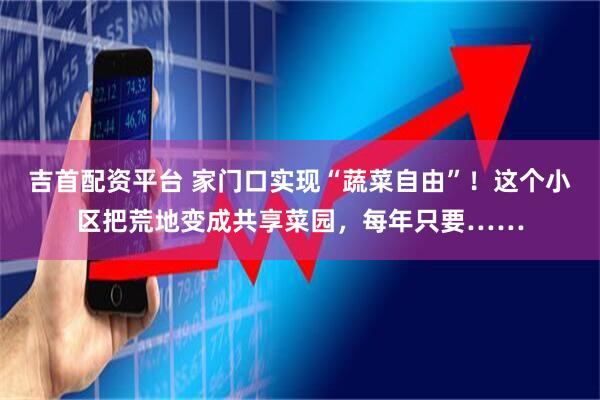 吉首配资平台 家门口实现“蔬菜自由”！这个小区把荒地变成共享菜园，每年只要……